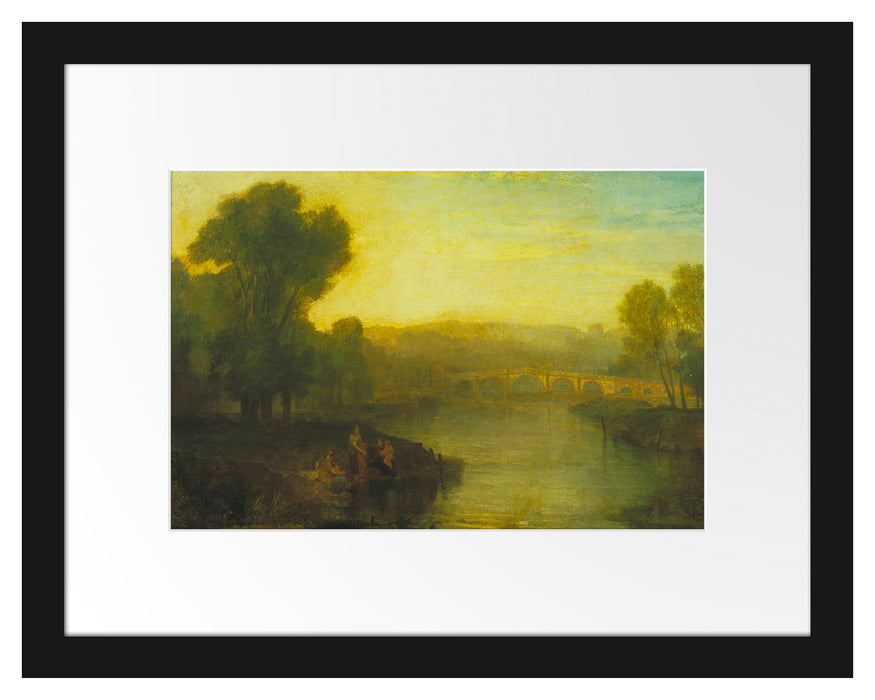 Pixxprint William Turner - View of Richmond Hill and Bridge, im Galerie-Passepartout Bilderrahmen