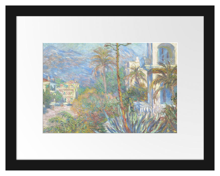 Pixxprint Claude Monet - Villen in Bordighera Impressionismu, im Galerie-Passepartout Bilderrahmen