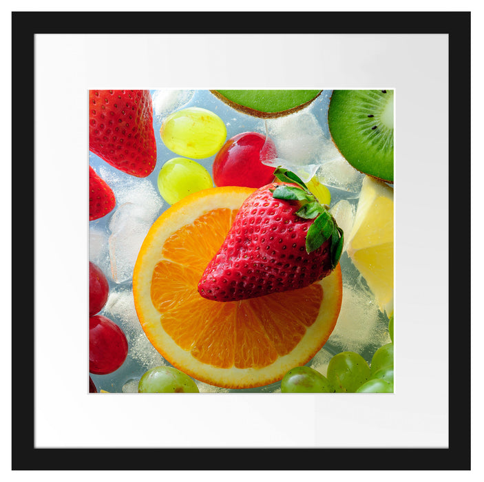 Leckeres buntes Obst Passepartout Quadratisch 40x40