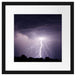 Einschlagender Blitz schwarz weiß Passepartout Quadratisch 40x40