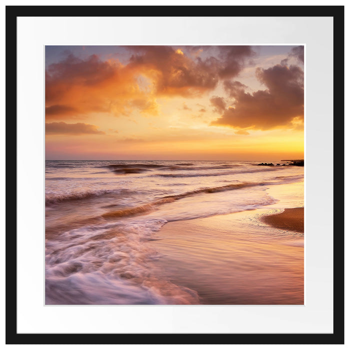 Meereshorizont Sonne hinter Wolken Passepartout Quadratisch 55x55