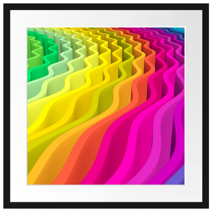 buntes Wellenmuster Passepartout Quadratisch 55x55