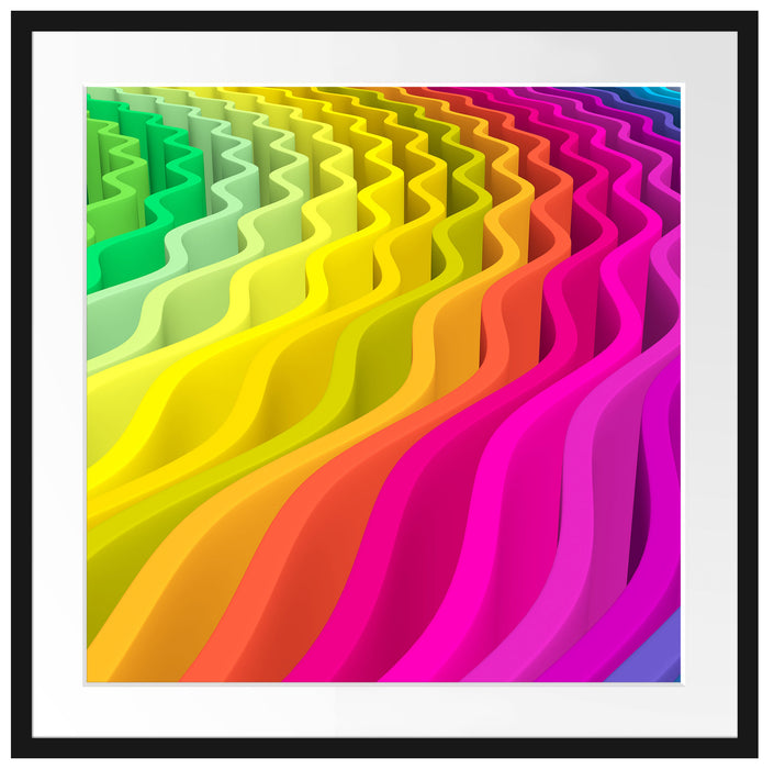 buntes Wellenmuster Passepartout Quadratisch 70x70