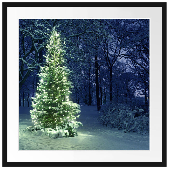 Leuchtender Weihnachtsbaum Passepartout Quadratisch 70x70