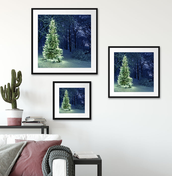 Leuchtender Weihnachtsbaum Quadratisch Passepartout Wohnzimmer
