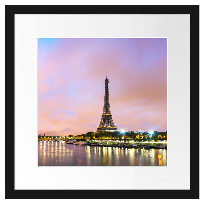 Eifelturm Paris bei Nacht Passepartout Quadratisch 40x40