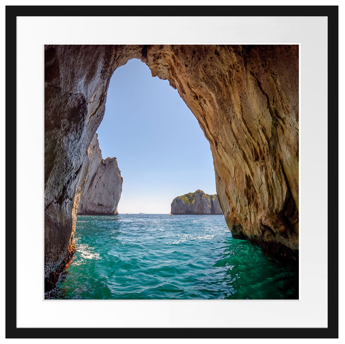 Felstor im Meer Passepartout Quadratisch 55x55