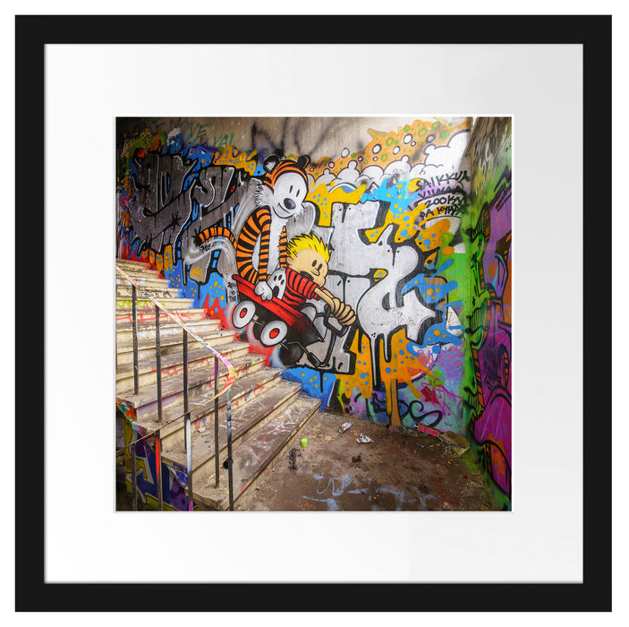Coloured Streetart Graffiti Passepartout Quadratisch 40x40