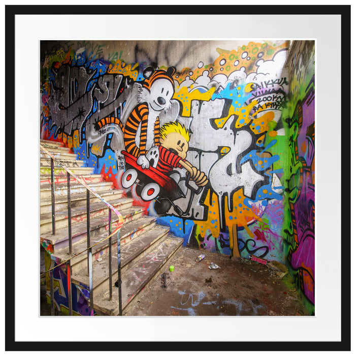 Coloured Streetart Graffiti Passepartout Quadratisch 70x70