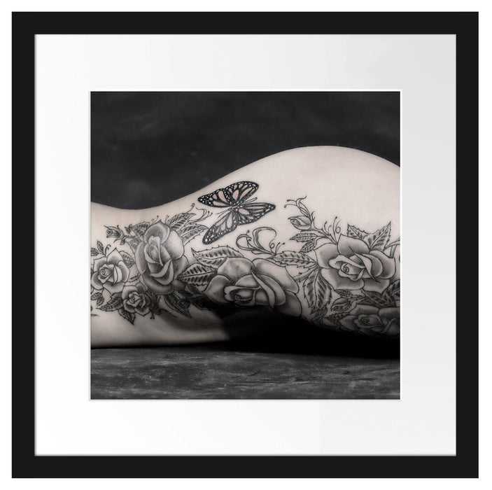 Sexy Tattoos Nice Girl Erotik Passepartout Quadratisch 40x40