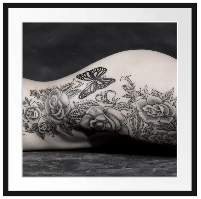 Sexy Tattoos Nice Girl Erotik Passepartout Quadratisch 70x70