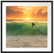 Surfen im Sonnenuntergang Passepartout Quadratisch 70x70