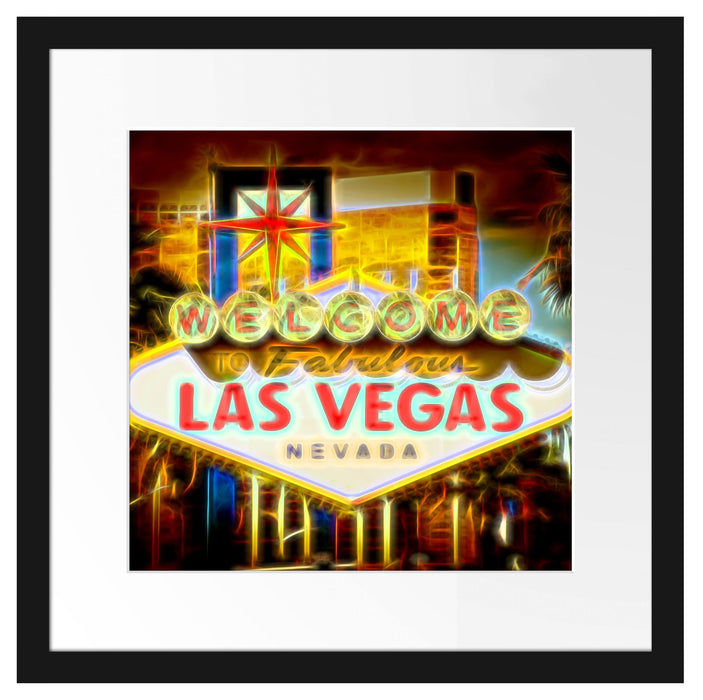 Ortseingangsschild Las Vegas Passepartout Quadratisch 40x40