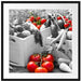 Gemüse in Holzkisten Passepartout Quadratisch 70x70