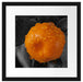 Orange mit Wassertropfen Passepartout Quadratisch 40x40