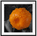 Orange mit Wassertropfen Passepartout Quadratisch 70x70
