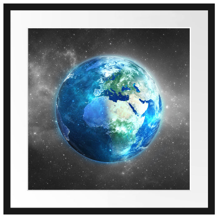 Unsere Erde im Weltall Passepartout Quadratisch 55x55