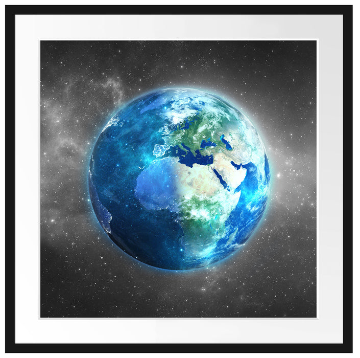 Unsere Erde im Weltall Passepartout Quadratisch 70x70
