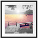 Steg am See bei Sonnenaufgang Passepartout Quadratisch 55x55