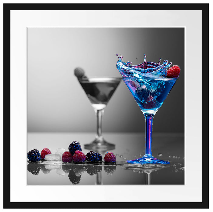 Blauer leckerer Cocktail Passepartout Quadratisch 55x55