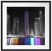Skyline von Dubai bei Nacht Passepartout Quadratisch 55x55