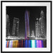 Skyline von Dubai bei Nacht Passepartout Quadratisch 70x70