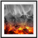 brennende Holzkohle in Kamin Passepartout Quadratisch 70x70