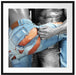 Frau in aufgerissener Jeans Passepartout Quadratisch 70x70