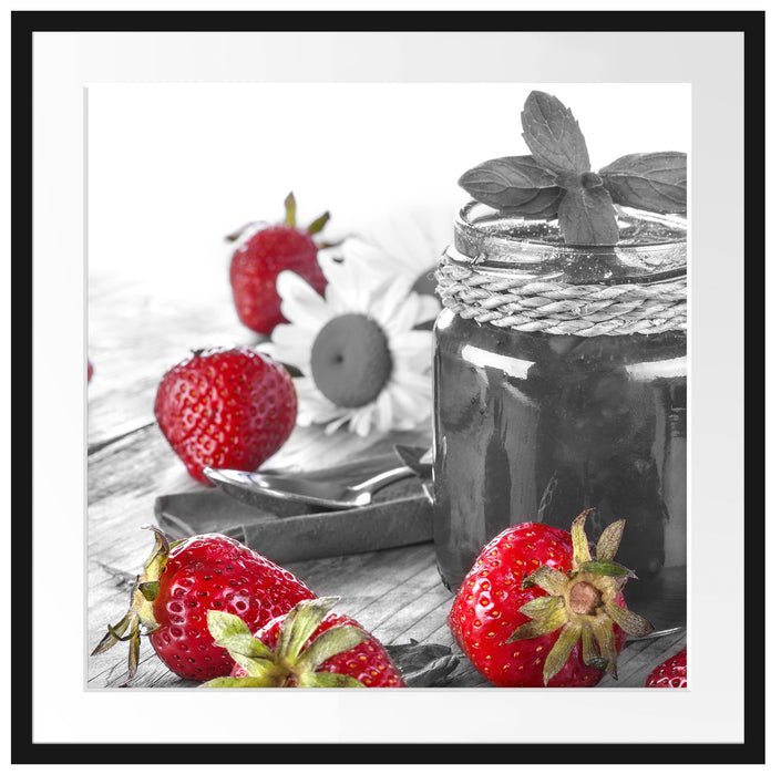 Erdbeeren Marmelade Passepartout Quadratisch 70x70