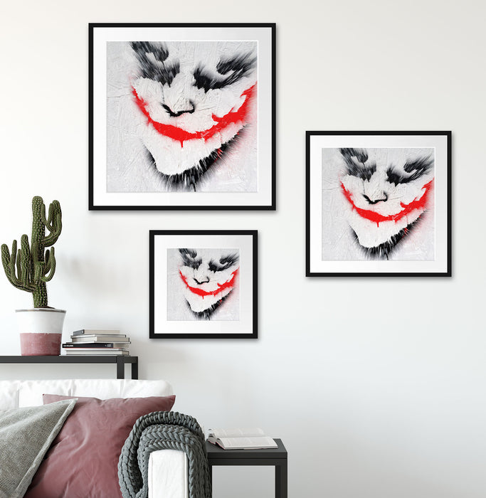 Joker Gesicht auf Spanplatte Quadratisch Passepartout Wohnzimmer