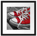 Coole Rote Schuhe Passepartout Quadratisch 40x40