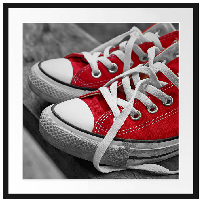 Coole Rote Schuhe Passepartout Quadratisch 70x70
