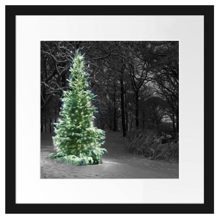 Weihnachtsbaum im Winter Passepartout Quadratisch 40x40