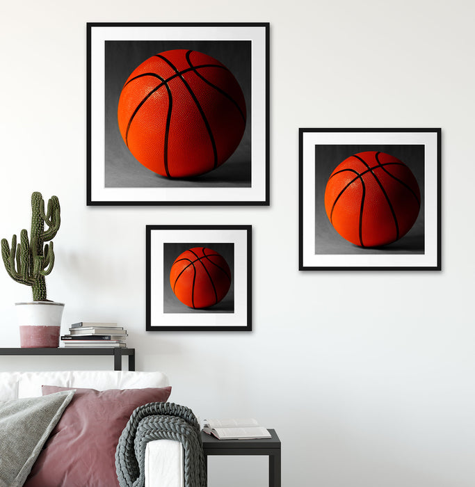 Basketball schwarzer Hintergrund Quadratisch Passepartout Wohnzimmer