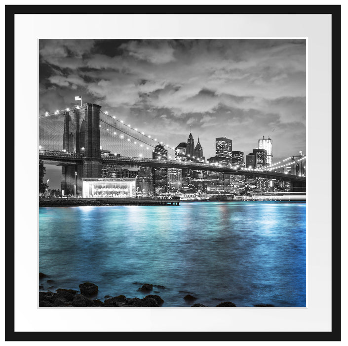 New York Skyline B&W Passepartout Quadratisch 70x70