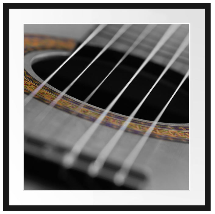 Schallloch einer Westerngitarre Passepartout Quadratisch 70x70