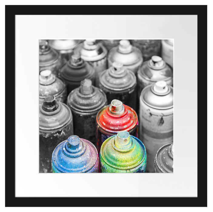 bunte Graffiti Flaschen Passepartout Quadratisch 40x40