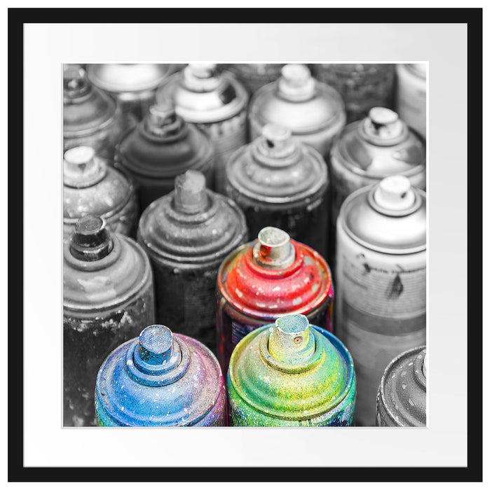 bunte Graffiti Flaschen Passepartout Quadratisch 55x55