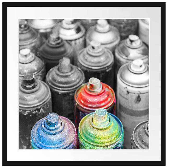 bunte Graffiti Flaschen Passepartout Quadratisch 70x70