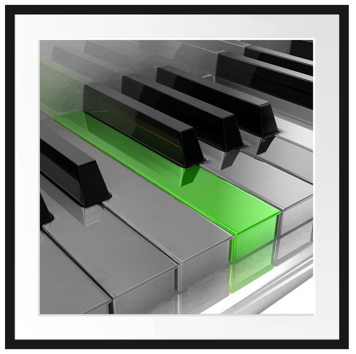 Piano green Klaviertasten Passepartout Quadratisch 70x70
