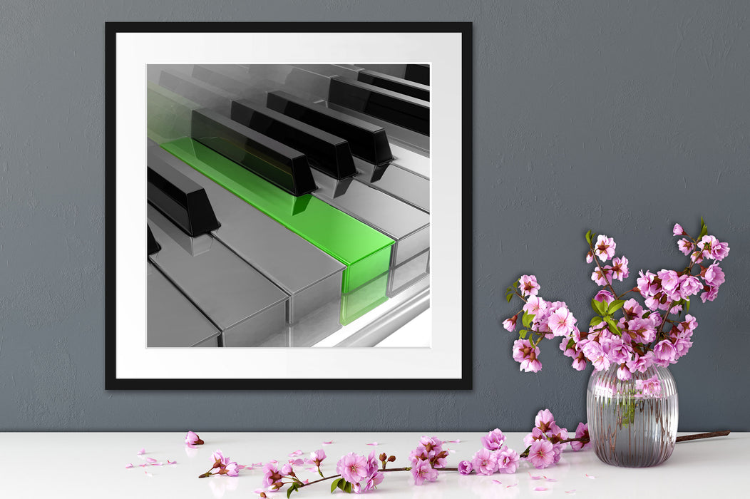 Piano green Klaviertasten Quadratisch Passepartout Dekovorschlag