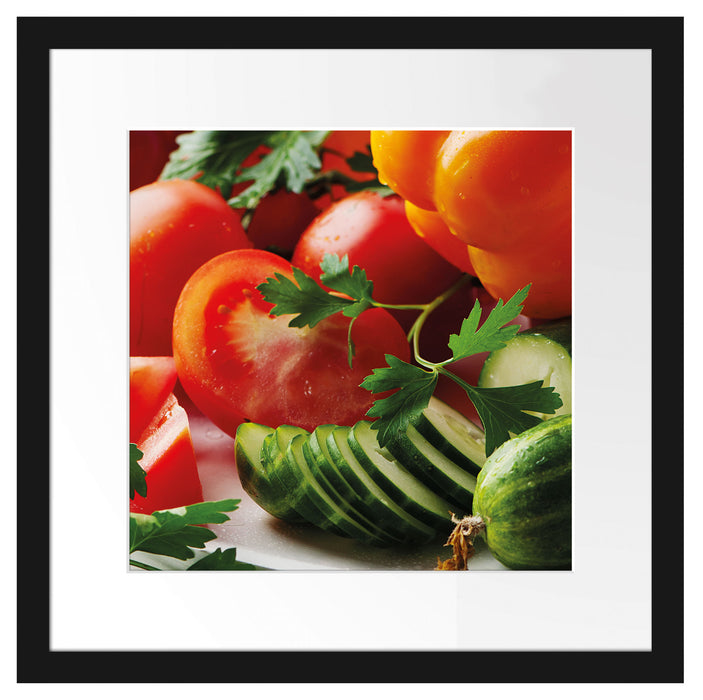 Obst Gemüse Gurke Tomaten Passepartout Quadratisch 40x40