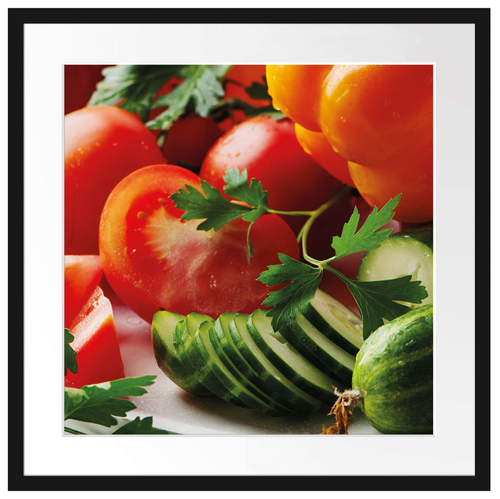 Obst Gemüse Gurke Tomaten Passepartout Quadratisch 55x55