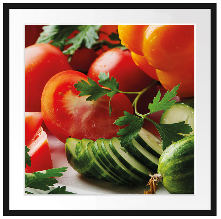 Obst Gemüse Gurke Tomaten Passepartout Quadratisch 70x70