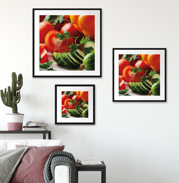 Obst Gemüse Gurke Tomaten Quadratisch Passepartout Wohnzimmer
