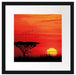 Roter Sonnenuntergang in Afrika Passepartout Quadratisch 40x40