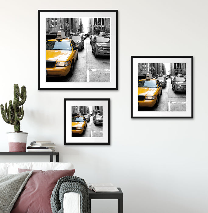 Taxi in New York Quadratisch Passepartout Wohnzimmer