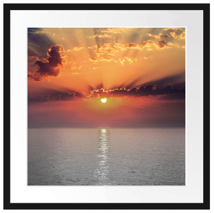 Sonnenuntergang auf Meer Passepartout Quadratisch 55x55