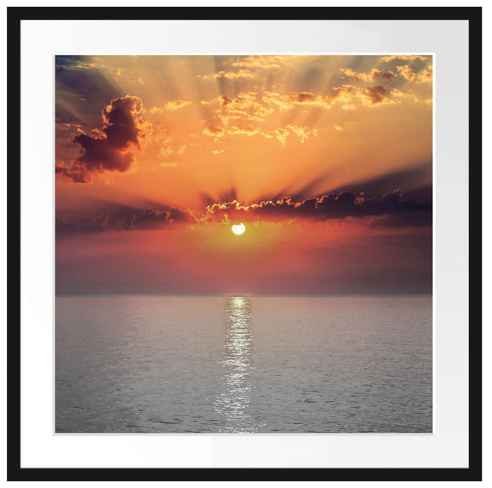 Sonnenuntergang auf Meer Passepartout Quadratisch 70x70