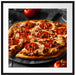 Salamipizza frisch aus dem Ofen Passepartout Quadratisch 70x70